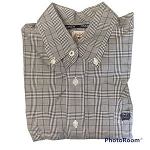 Cinch Long Sleeve Shirt Button Up Dress Men’s Sz S Black And White Plaid Pattern